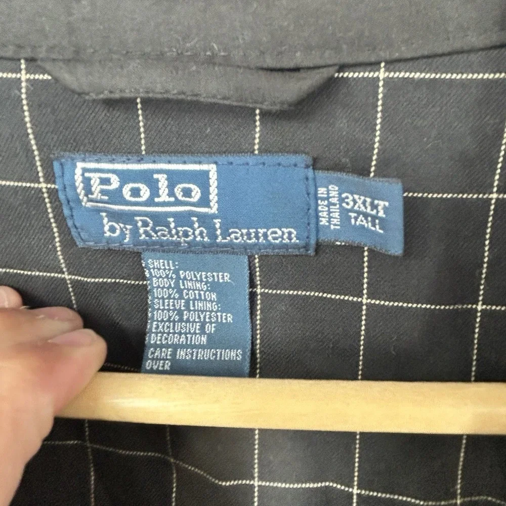 Polo Ralph Lauren Jacket Mens 3XLT Black Harrington Full Zip Tall Pony Logo